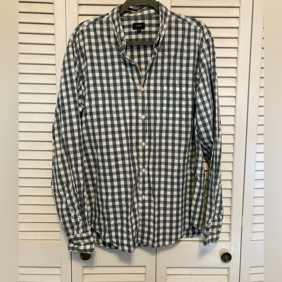 J. Crew Other - Men’s J.Crew Gingham Blue And White Button Down Shirt Size Large